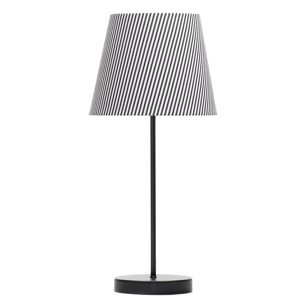 1 Light Round Base Table Lamp With Back White Striped Shade pertaining to sizing 1000 X 1000