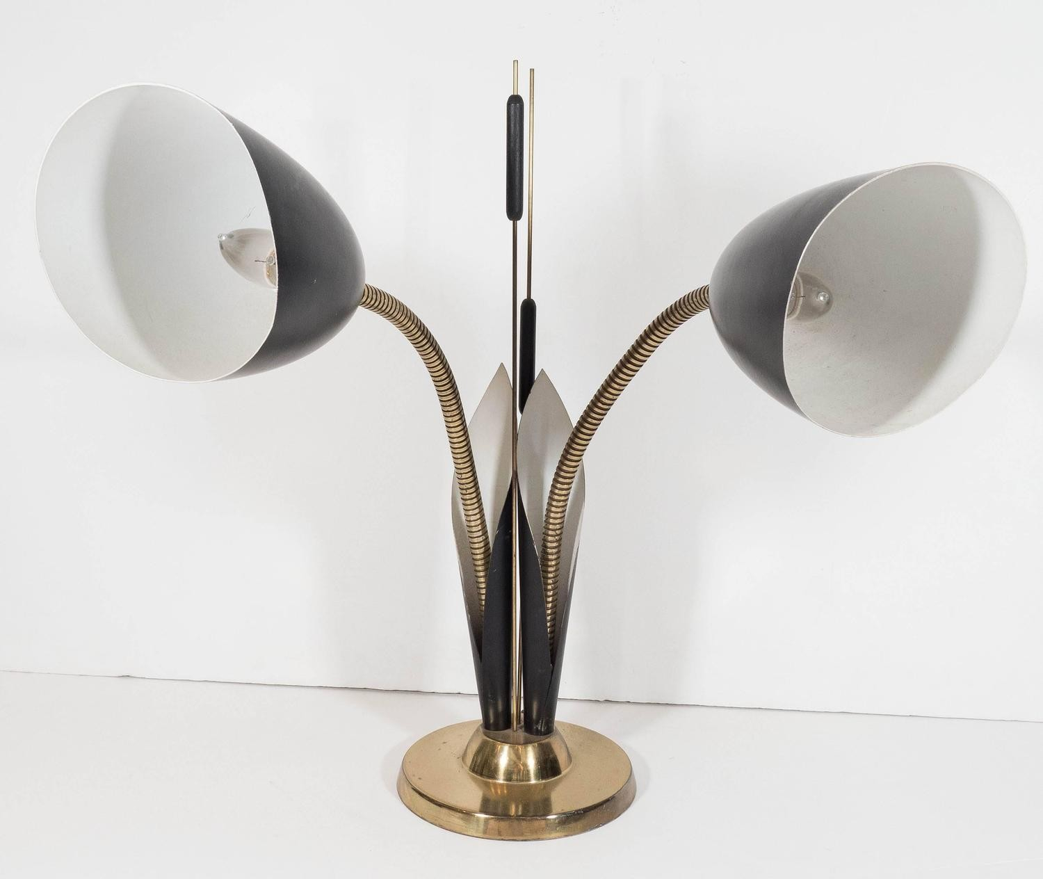 1950s Cat Tail Brass And Enamel Table Lamp Nyshowplace with measurements 1500 X 1264