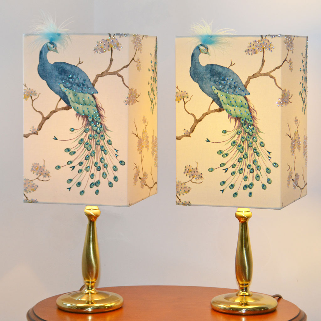 2 Peacock Lampshades Gina Lillycrop Designs throughout sizing 1024 X 1024