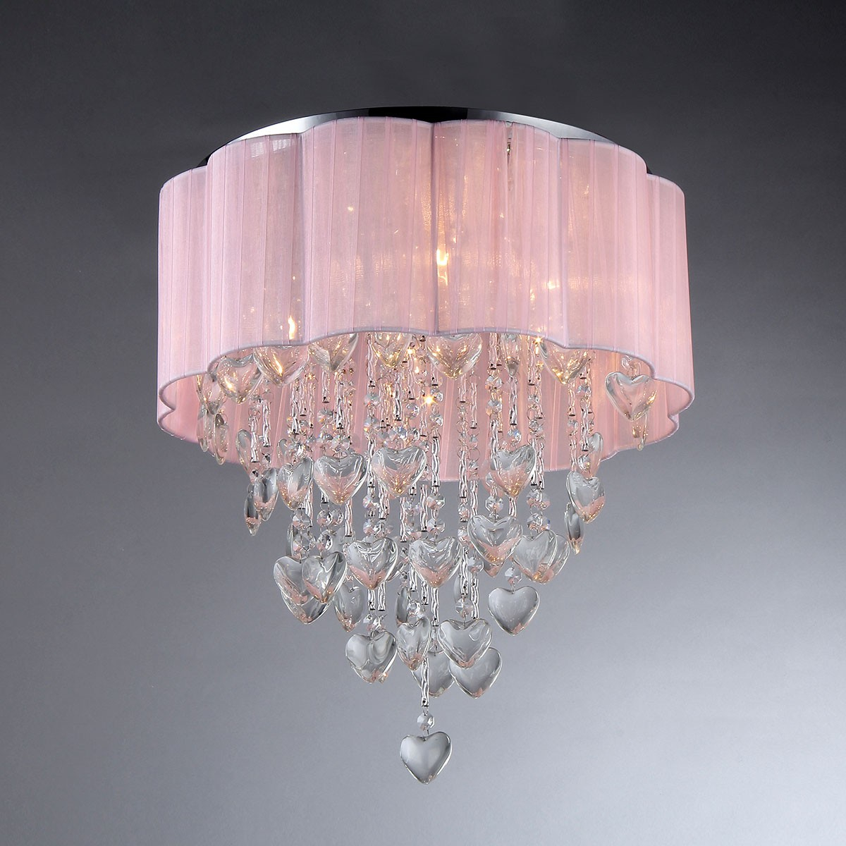 6 Light Crystal Ceiling Light With Round Pink Shade Dk Ss007 with regard to size 1200 X 1200