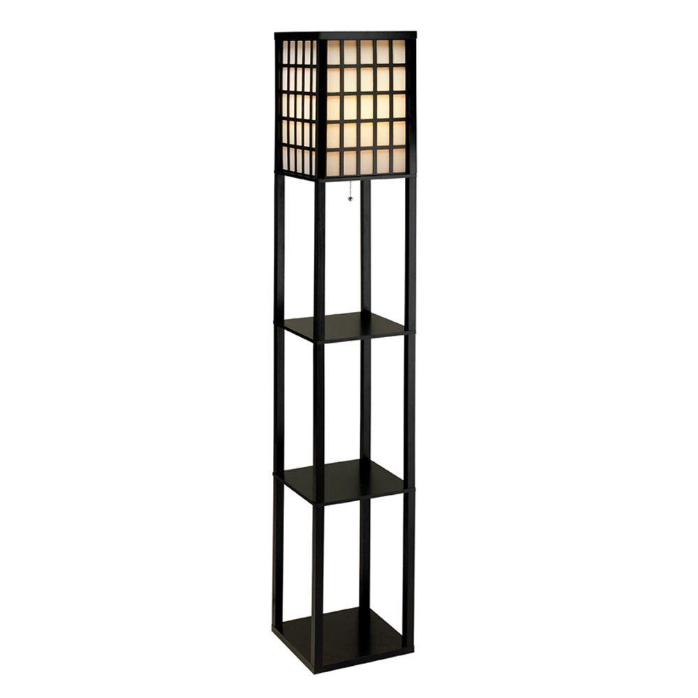 Adesso Middleton 63 In Black Wooden Shelf Floor Lamp 3672 01 The with proportions 1000 X 1000