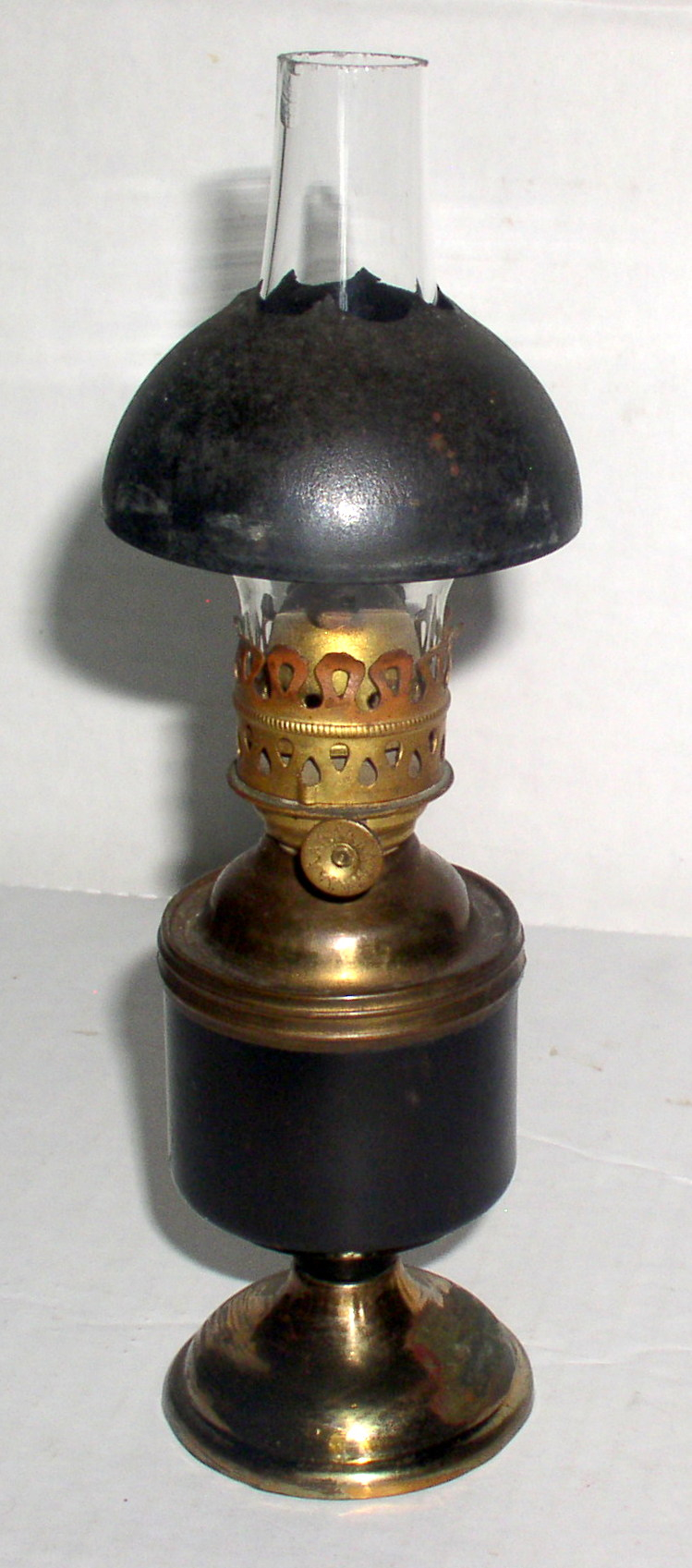 Antique Brass Pedestal Miniature Oil Lamp With Shade In Chimney regarding sizing 749 X 1697