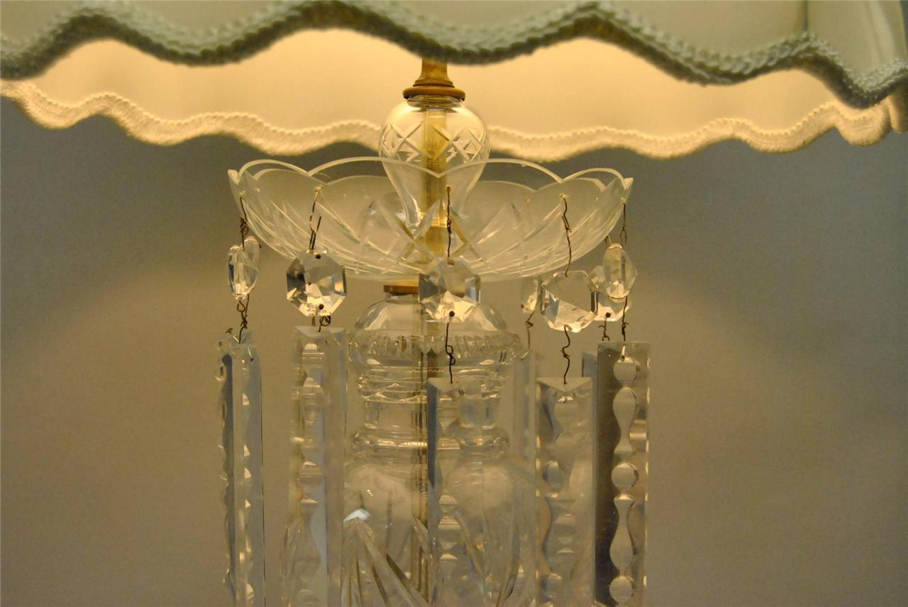 Antique Crystal Table Lamp Hanging Prisims Leffler Tierra Este in proportions 1280 X 856