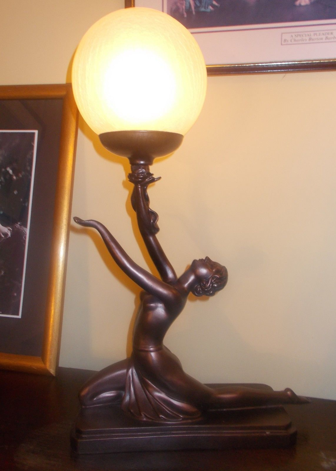 Art Deco Lamp Bronze Nude Glass Globe Lady Women Figurine Vintage inside dimensions 1142 X 1600