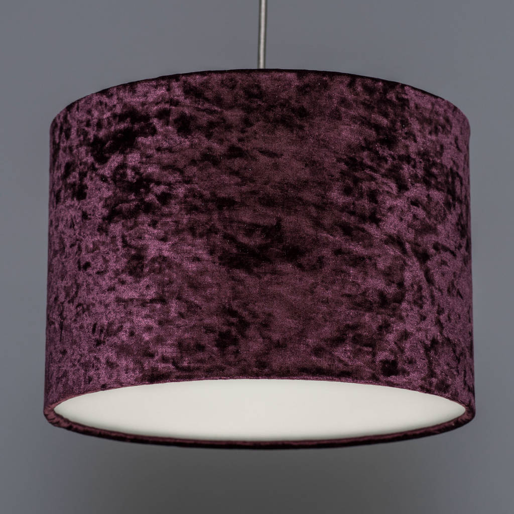 Aubergine Crushed Velvet Effect Drum Lampshade Quirk throughout measurements 1024 X 1024