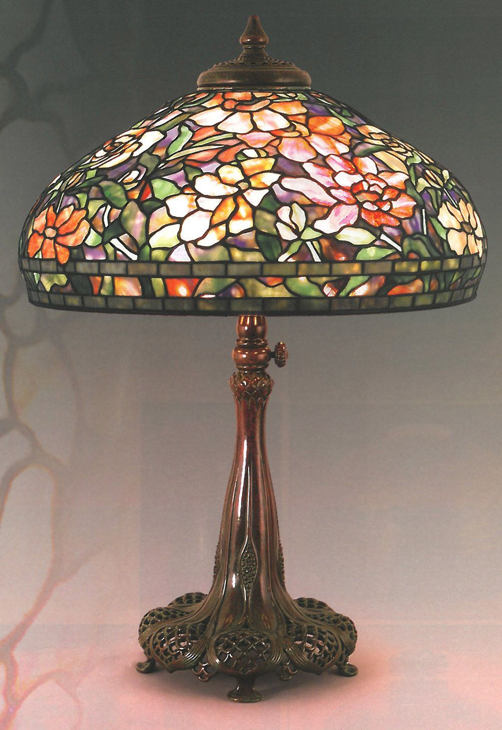 Authentic Tiffany Lamp In The Peony Pattern On A Very Nice inside size 1000 X 1454