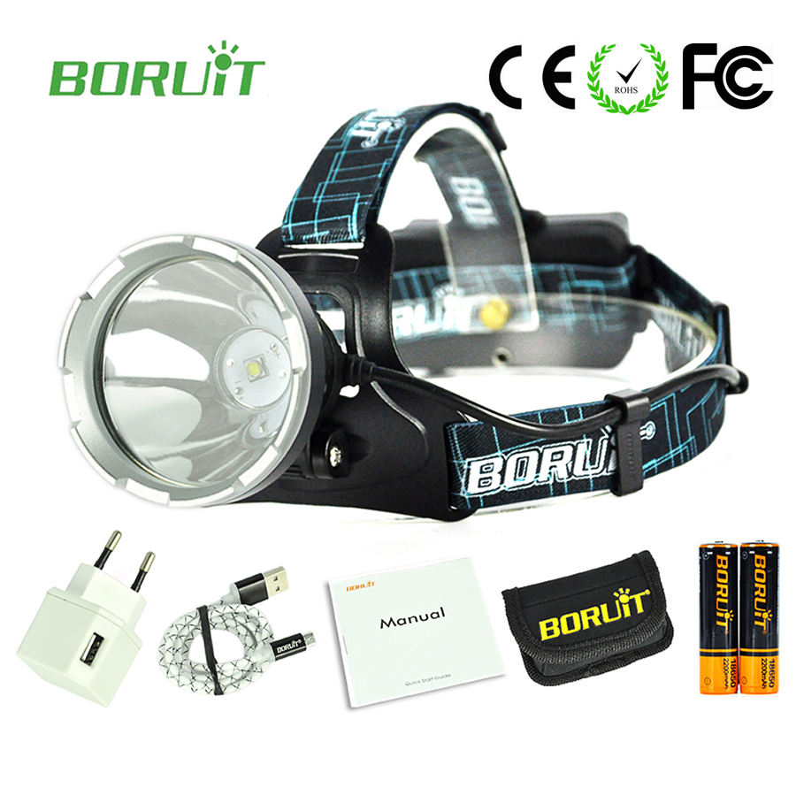 Boruit B10 Rechargeable Led Headlamp Hunting And Fishing Flashlight pertaining to size 900 X 900