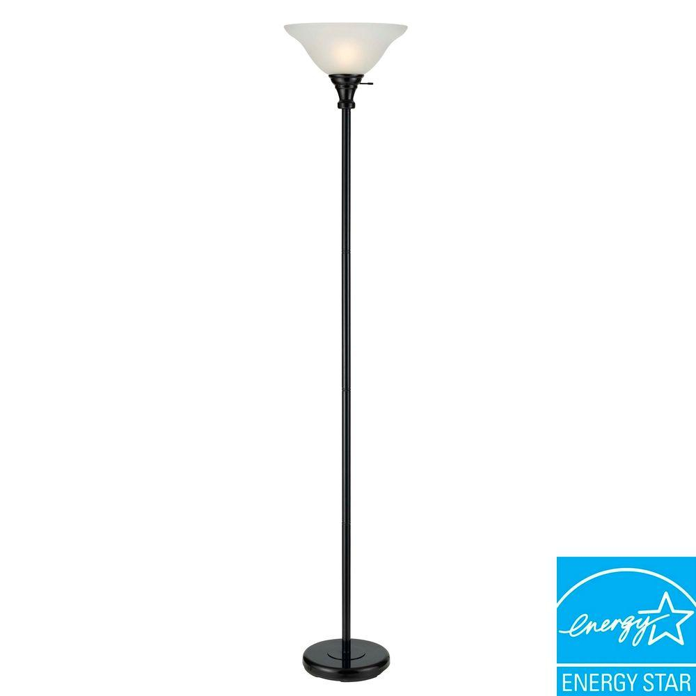 Cal Lighting 70 In Black Metal Torchiere With Glass Shade Bo 213 Bk with regard to sizing 1000 X 1000