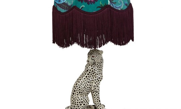 Cheetah Lampstand With Tilia Florika Lampshade Set Petrol with measurements 1536 X 1536