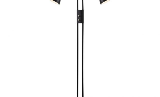 Contemporary Black Dual Head Floor Lamp With Dimmer Switch within dimensions 1000 X 1000