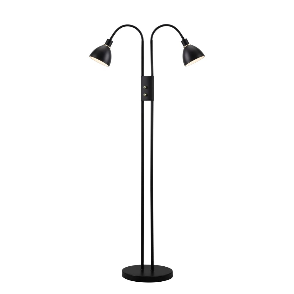 Contemporary Black Dual Head Floor Lamp With Dimmer Switch within dimensions 1000 X 1000