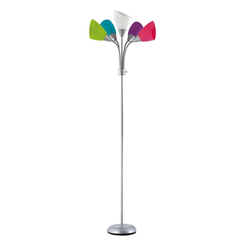 Contemporary Floor Lamp With Five Multi Colored Adjustable Shades throughout size 1000 X 1000