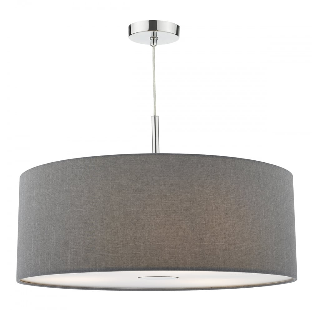 Contemporary Large Grey Faux Silk Drum Shade Ceiling Pendant Light within dimensions 1000 X 1000