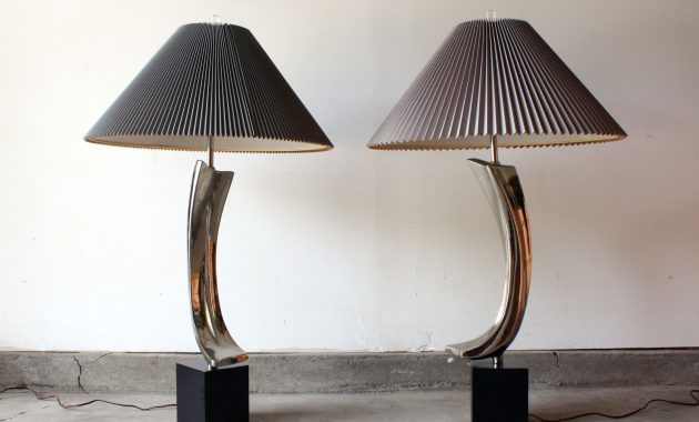 Cool Pair Of Sculptural Nickel Table Lamps Laurel Lighting Manly for dimensions 2252 X 1628