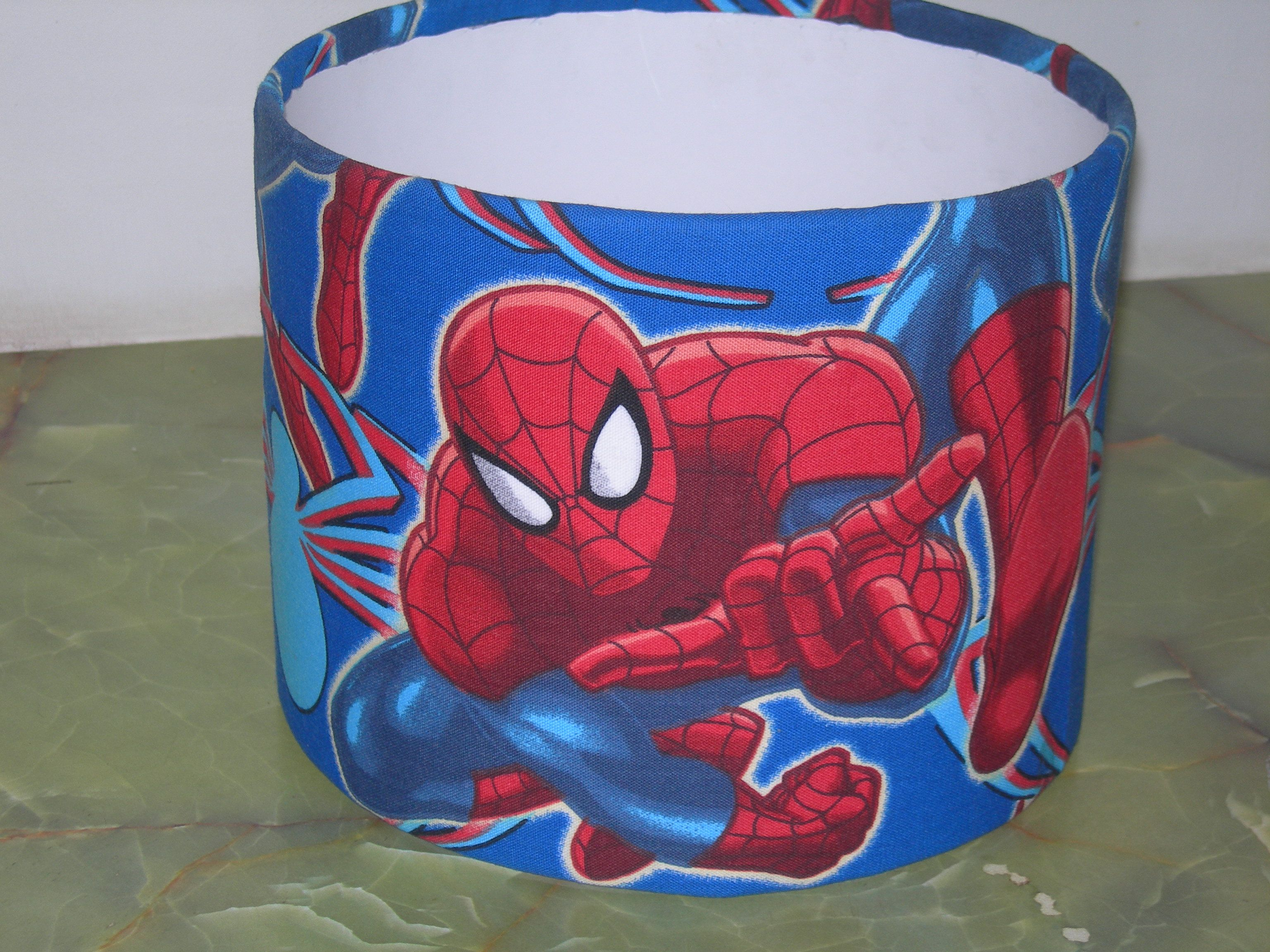 Covered Spiderman Lampshade For A Friends Sons Room Makeover intended for sizing 3072 X 2304