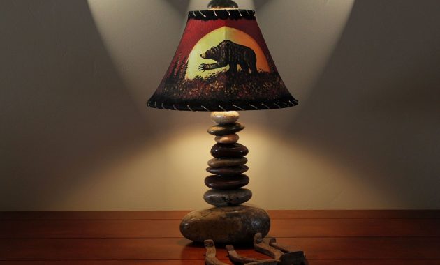 Custom Stone Lamp With 12 Hand Painted Pig Skin Shade Clearwater pertaining to dimensions 1800 X 1200