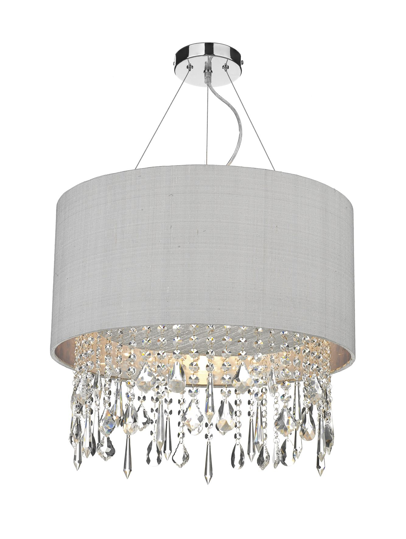 Dar Lighting Lizard 1 Light Pendant Comes With Silk Shade Silver in dimensions 1334 X 1772