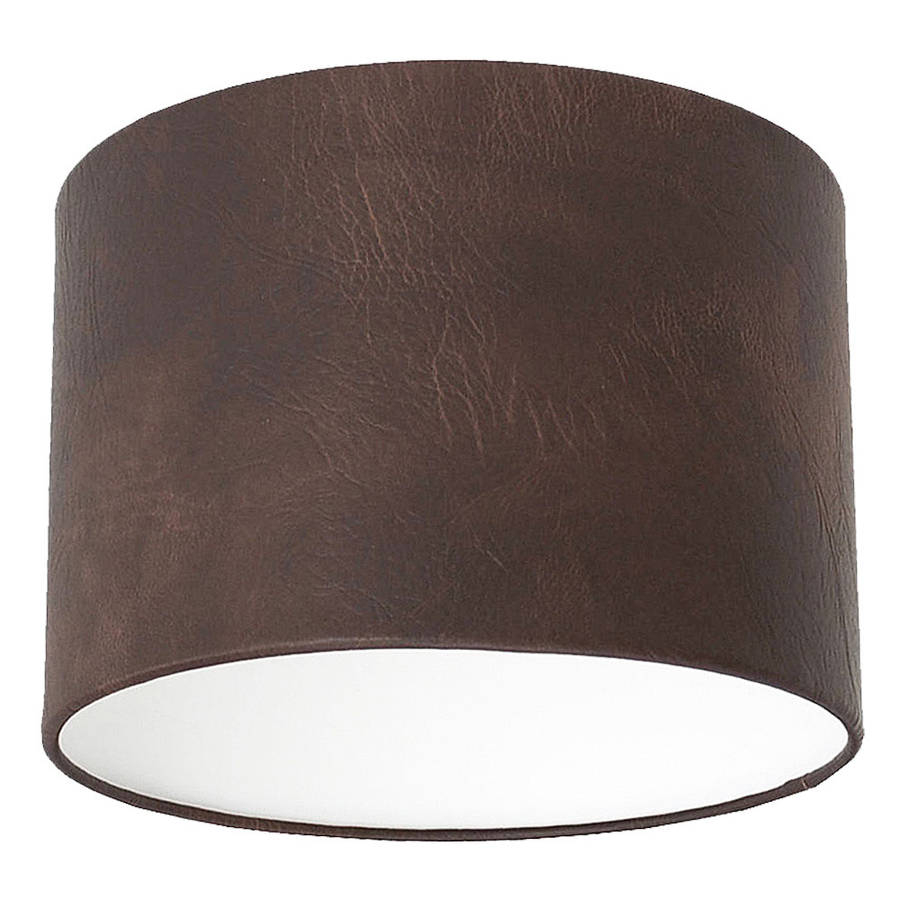 Dark Brown Leather Effect Lampshade Quirk Notonthehighstreet for dimensions 900 X 900