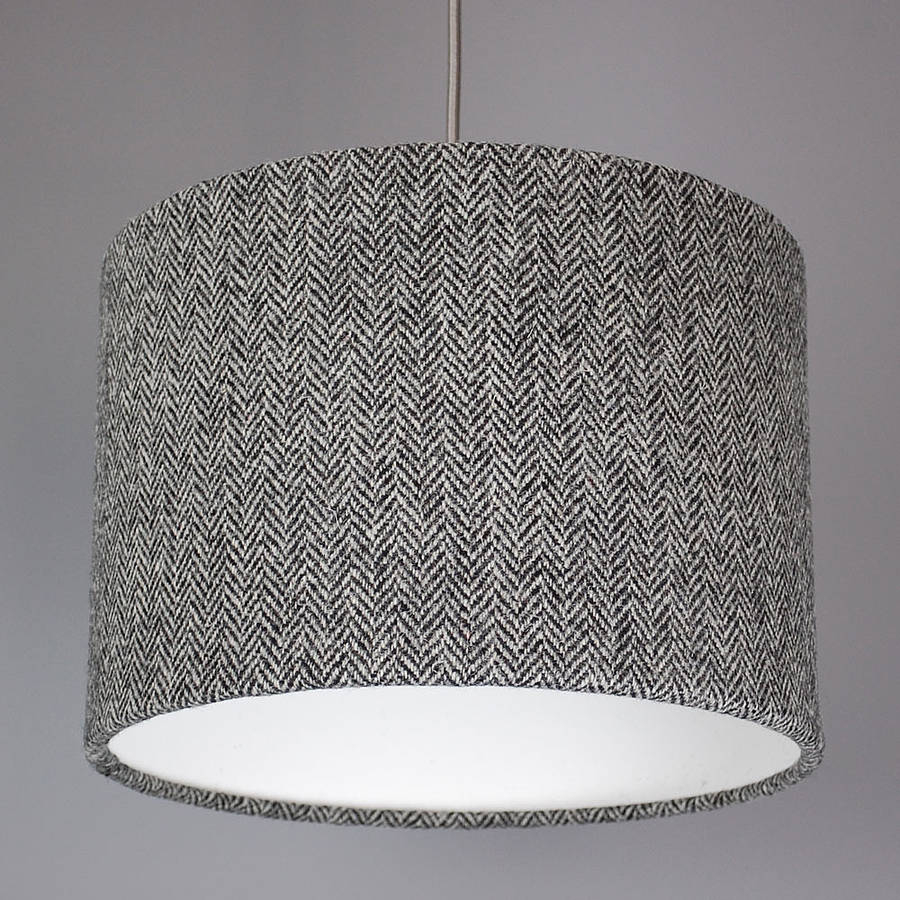 Dark Grey Herringbone Harris Tweed Lampshade Quirk in size 900 X 900