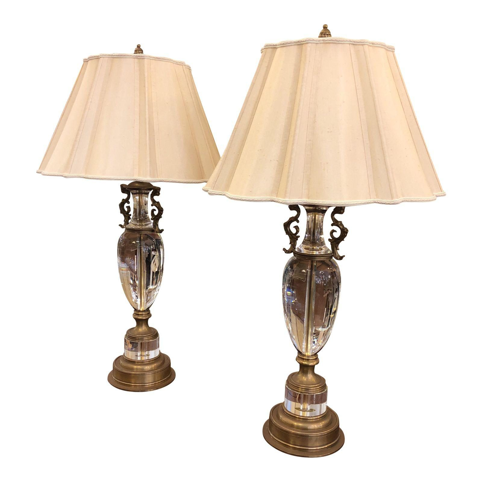 Decorative Arts Solid Crystal Antiqued Brass Table Lamps A Pair in dimensions 1600 X 1600