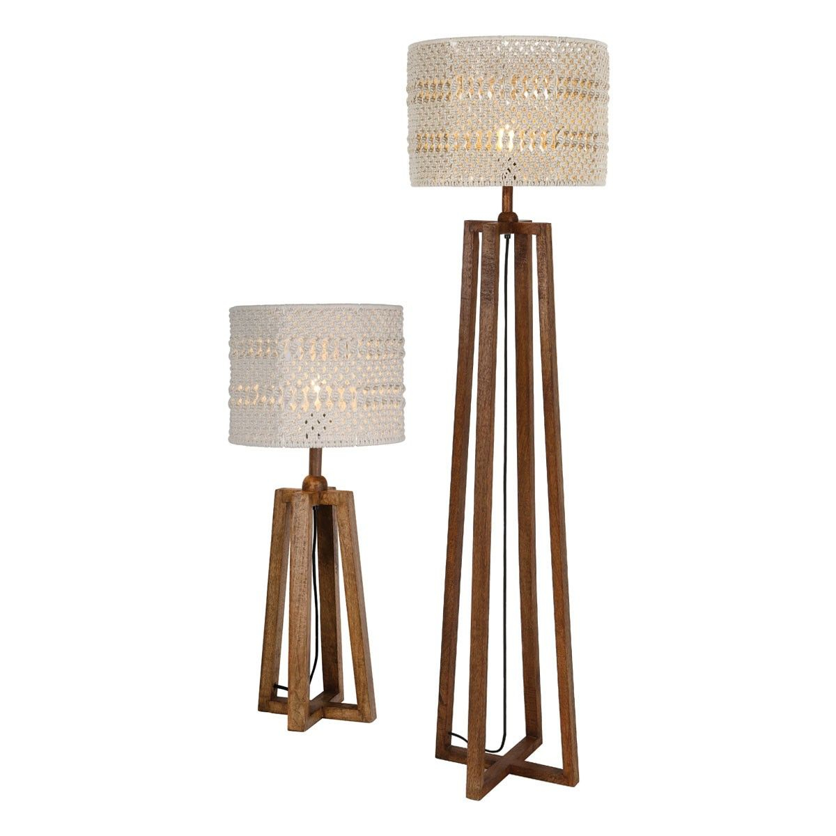 Devyn Table Floor Lamp Wood Cw Cream Macrame Shade The Devyn intended for sizing 1200 X 1200