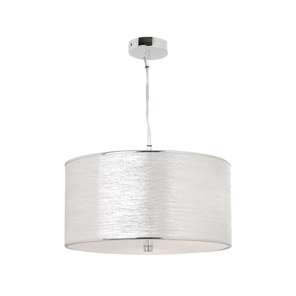 Endon Rebolo 3ch Pendant Ceiling Light In Chrome With Silver Shade within size 1000 X 1000