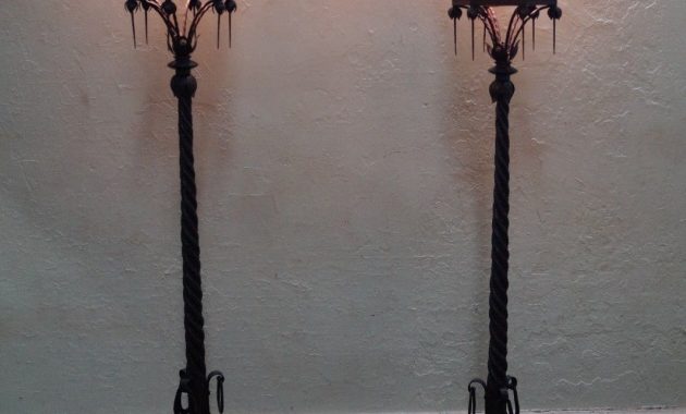 Exceptional Hand Wrought Iron Pair Of Antique Gothic Style Torchier pertaining to dimensions 1065 X 1600