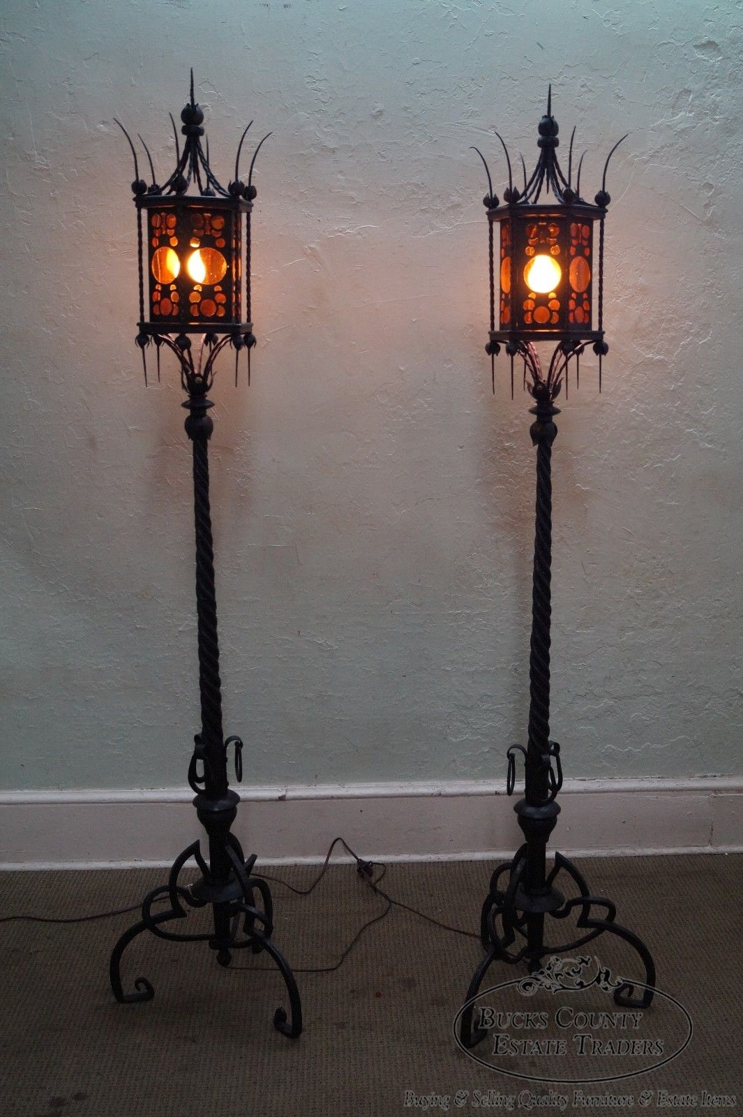 Exceptional Hand Wrought Iron Pair Of Antique Gothic Style Torchier pertaining to dimensions 1065 X 1600