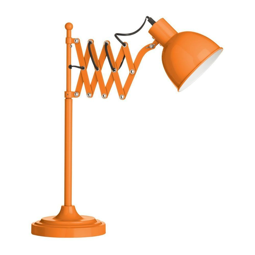 Extendable Desk Lamp Orange Shade Metal Base Office Study Home intended for measurements 1000 X 1000