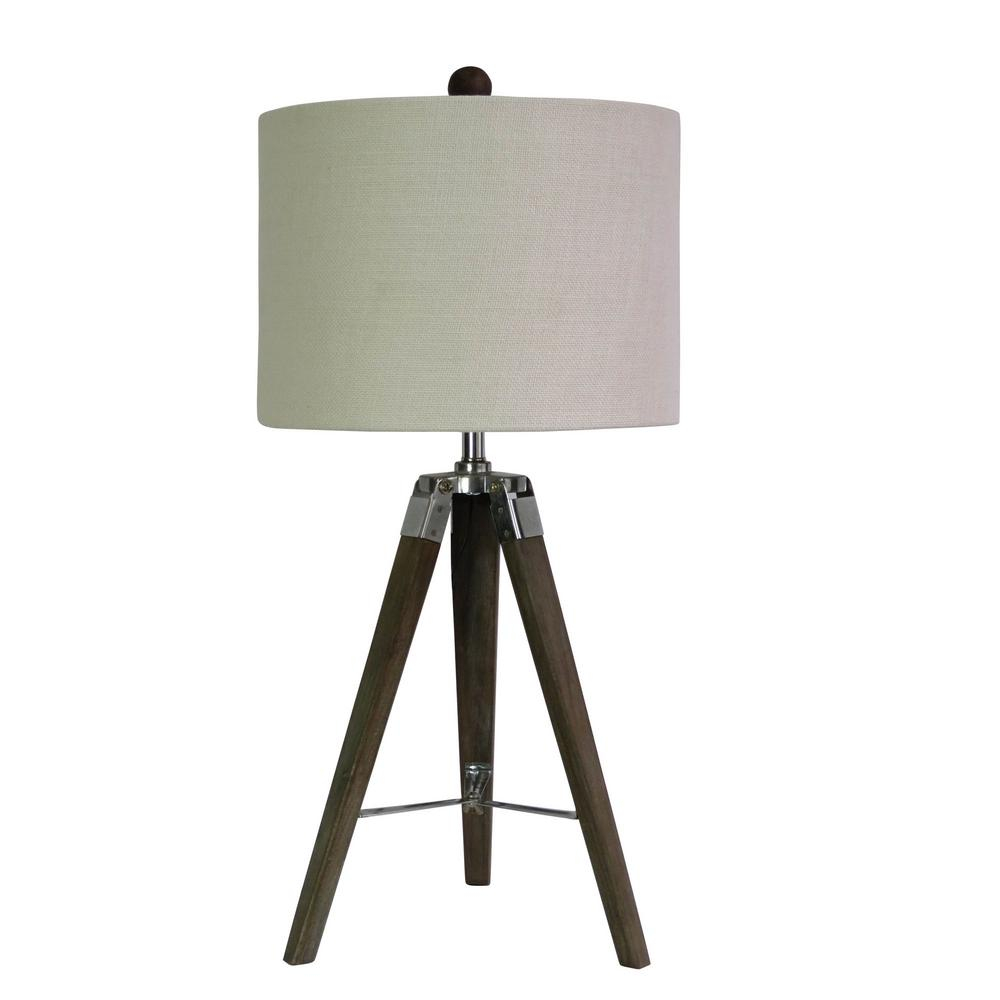 Fangio Lighting 28 In Tripod Table Lamp In Weathered Grey Wood And pertaining to size 1000 X 1000