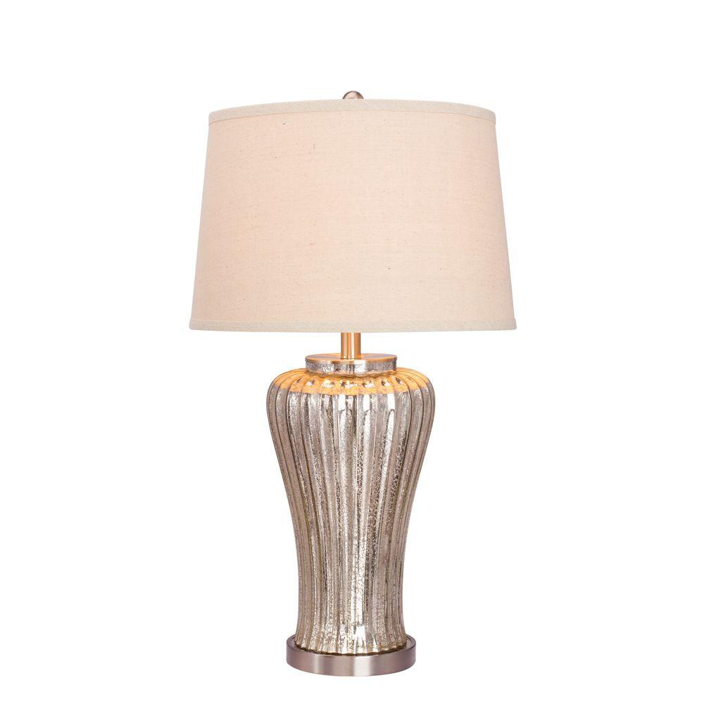 Fangio Lighting 285 In Mercury Glass Table Lamp With Brushed Steel for size 1000 X 1000