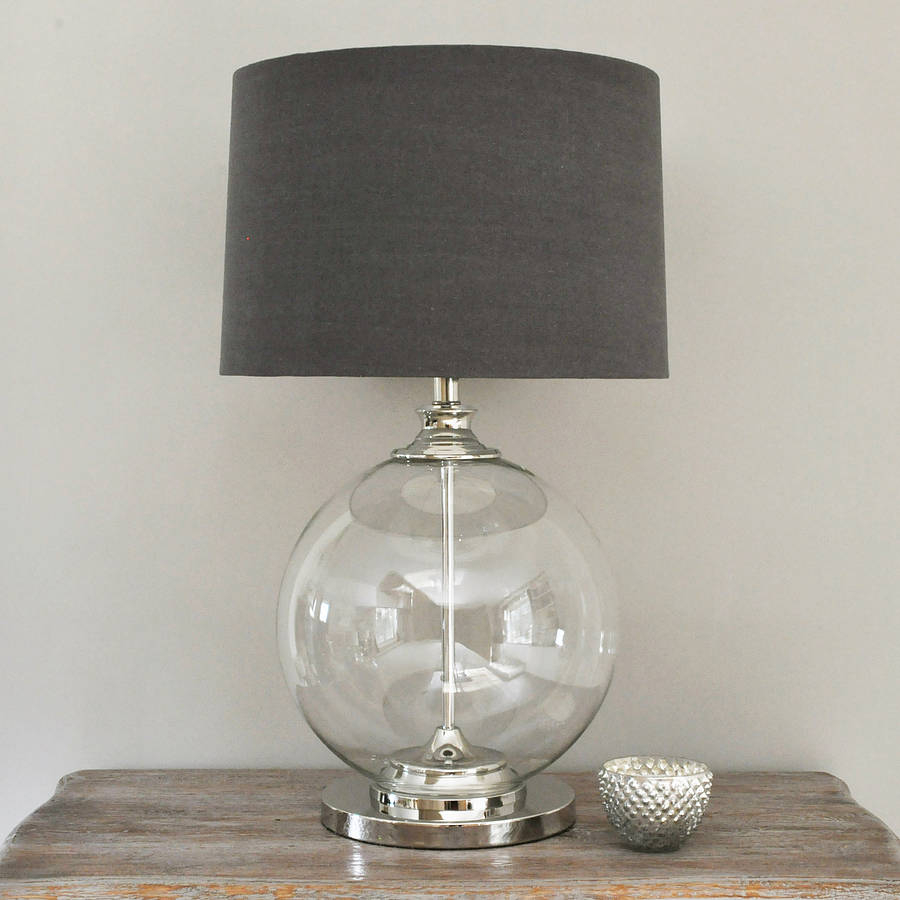 Glass Ball Table Lamp And Grey Shade Primrose Plum intended for size 900 X 900