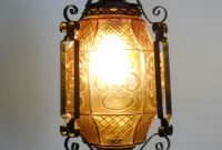 Gothic Lantern Amber Art Glass And Wrought Iron Swag Hanging Lamp regarding sizing 863 X 1500