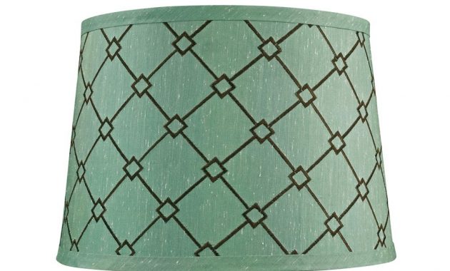 Green Brown Patterned Drum Lamp Shade With Spider Assembly throughout size 1000 X 1000