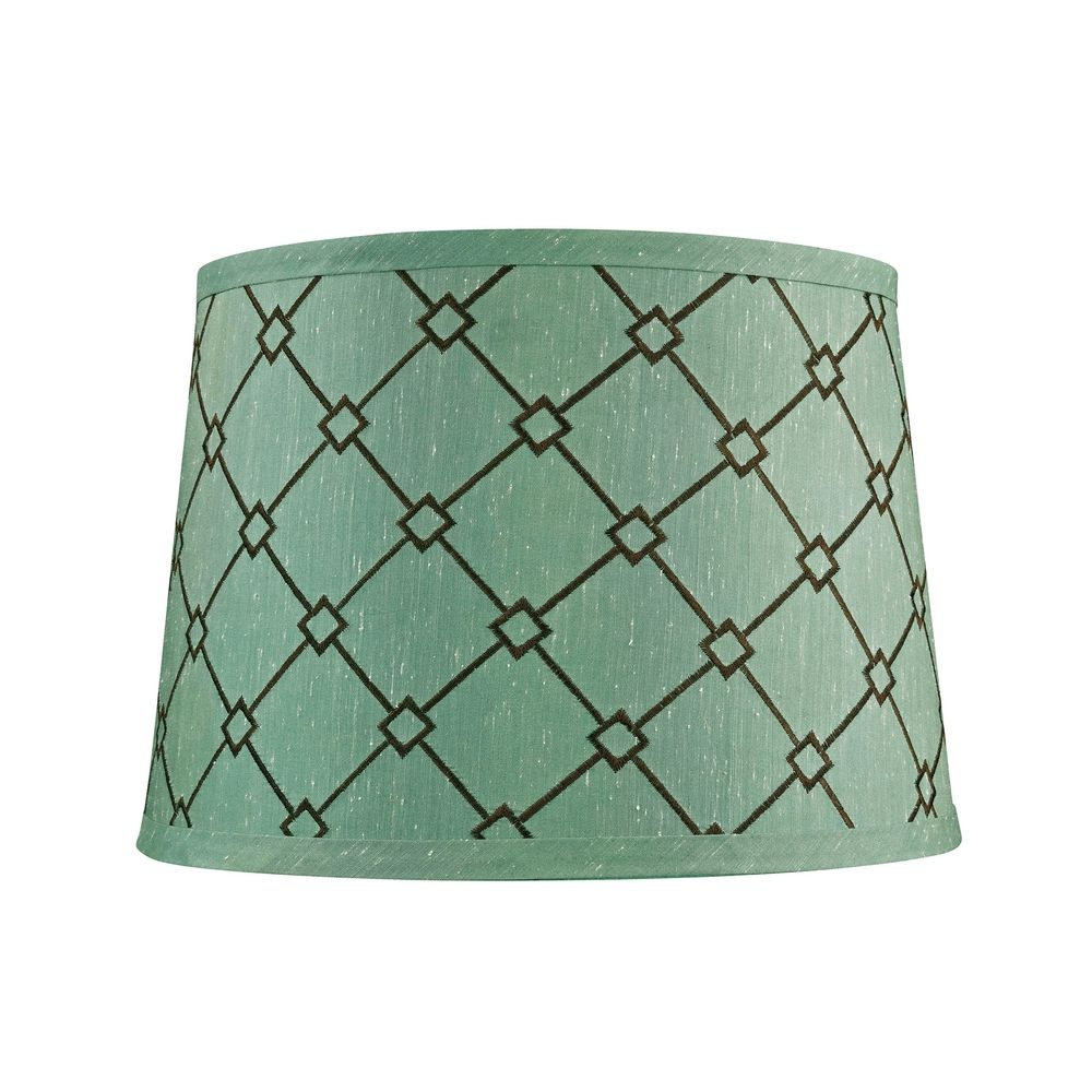 Green Brown Patterned Drum Lamp Shade With Spider Assembly throughout size 1000 X 1000