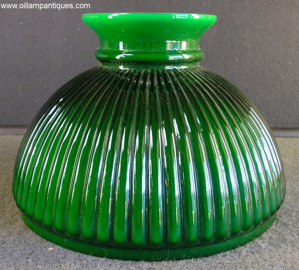 Green Ribbed Glass Lamp Shade Oil Lamp Antiques inside sizing 1024 X 927