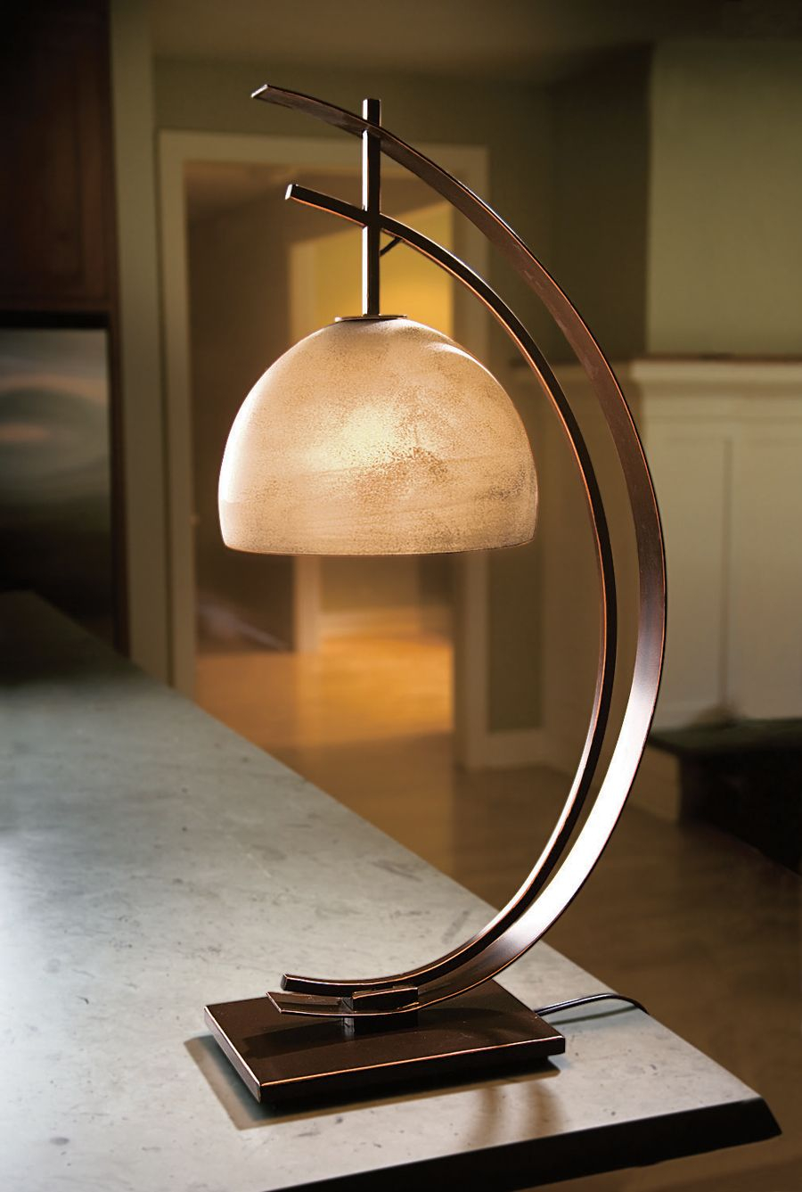 Half Moon Table Lamp Acacia Lifestyle Curves Soften The Shape inside proportions 900 X 1337