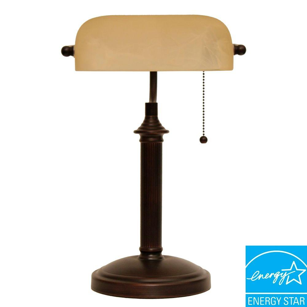 Hampton Bay 15 In Oil Rubbed Bronze Bankers Lamp With Pull Chain with regard to sizing 1000 X 1000