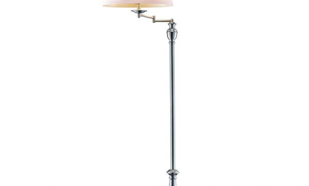 Hampton Bay 59 In Brushed Nickel Swing Arm Floor Lamp With White pertaining to measurements 1000 X 1000