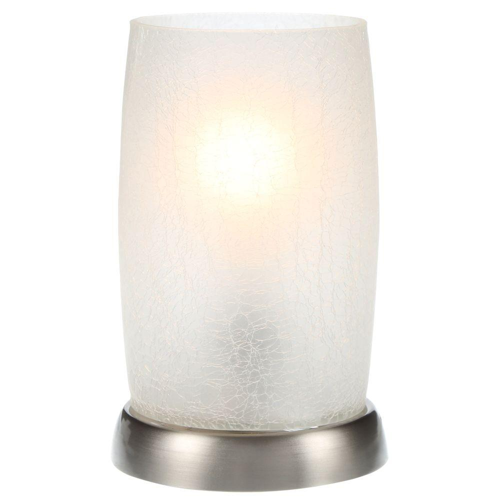 Hampton Bay 85 In Brushed Nickel Accent Lamp With Frosted Crackled inside sizing 1000 X 1000