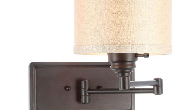 Hampton Bay Brookhaven 1 Light Bronze Swing Arm Sconce With Fabric for sizing 1000 X 1000