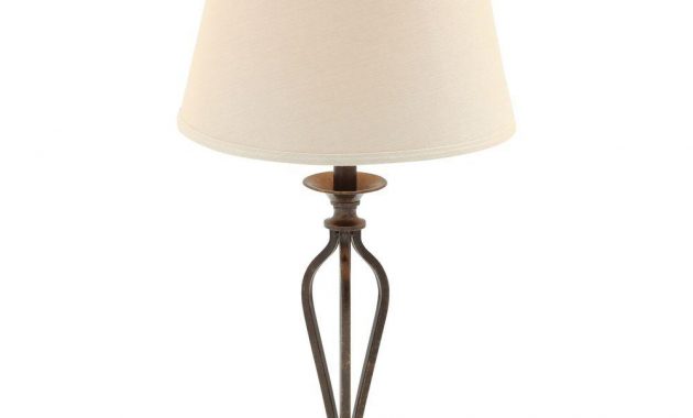 Hampton Bay Rhodes 28 In Bronze Table Lamp With Natural Linen Shade with regard to size 1000 X 1000