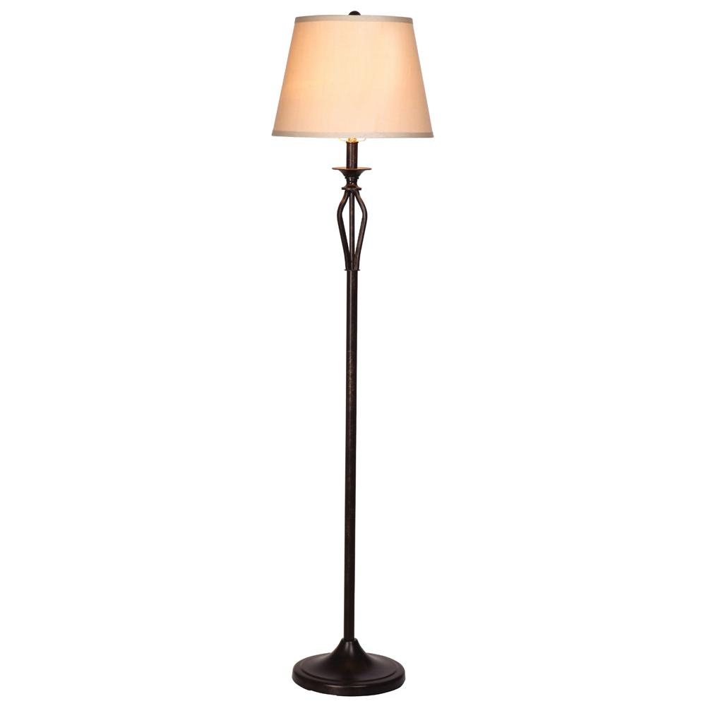 Hampton Bay Rhodes 5850 In Bronze Floor Lamp With Natural Linen regarding dimensions 1000 X 1000