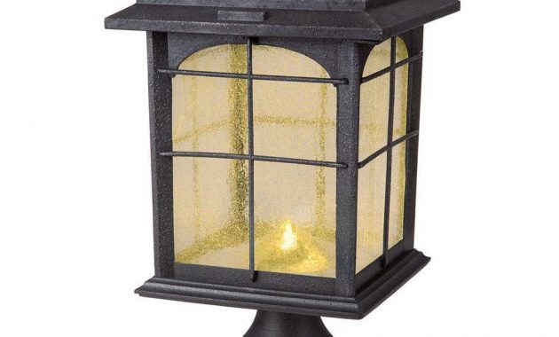 Hampton Bay Solar Outdoor Hand Painted Sanded Iron Post Lantern With regarding sizing 1000 X 1000