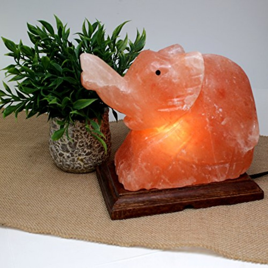 Hand Crafted Himalayan Salt Lamp Elephant With 15 Watt Light Bulb intended for measurements 900 X 900