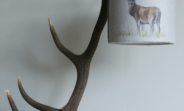 Handcrafted Red Deer Antler Lamp With Handmade Lampshade Grace intended for size 8133 X 10564