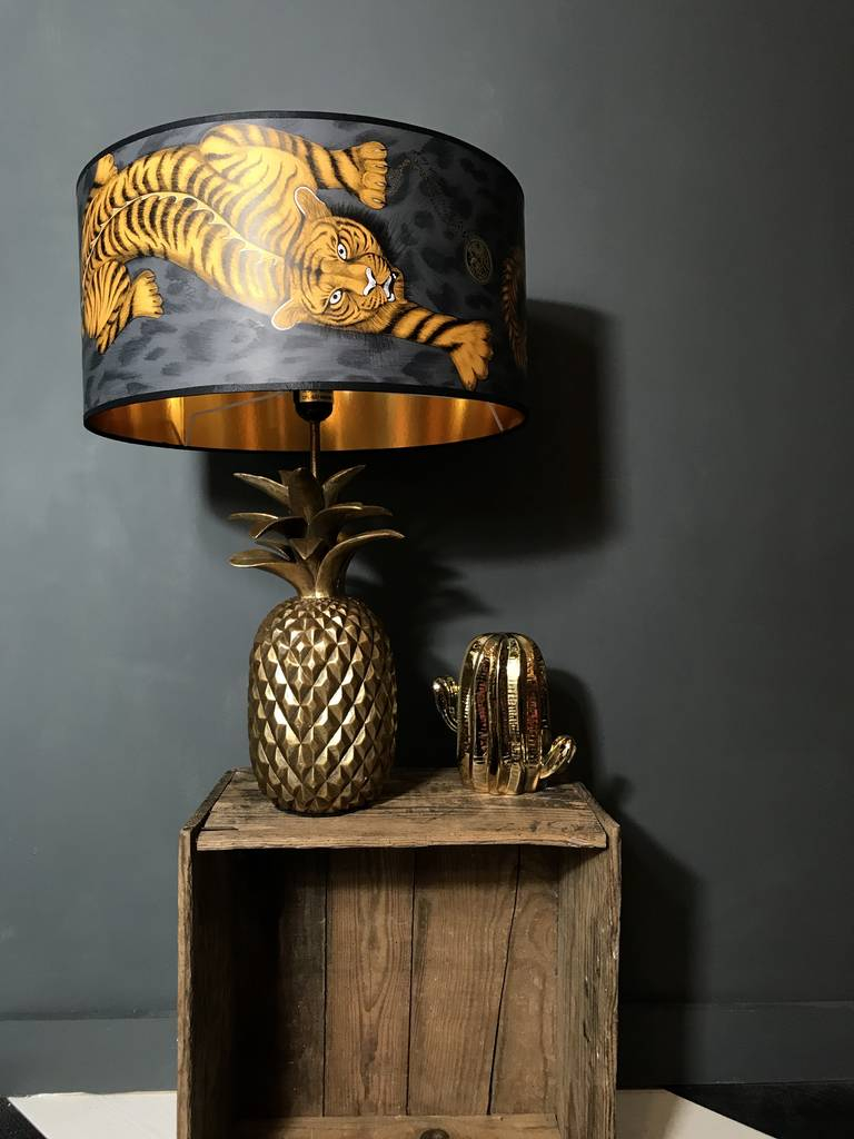 Handmade Tiger Lampshade With Gold Lining Love Frankie for sizing 768 X 1024