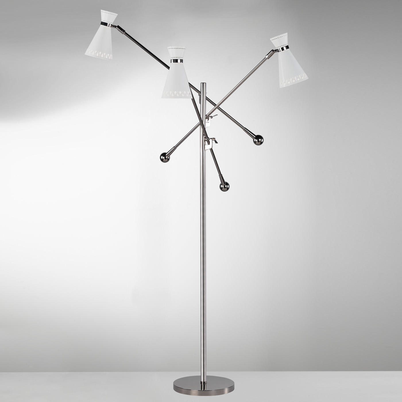 Havana Nickel Three Arm Floor Lamp Modern Floor Lamps Jonathan regarding dimensions 1400 X 1400