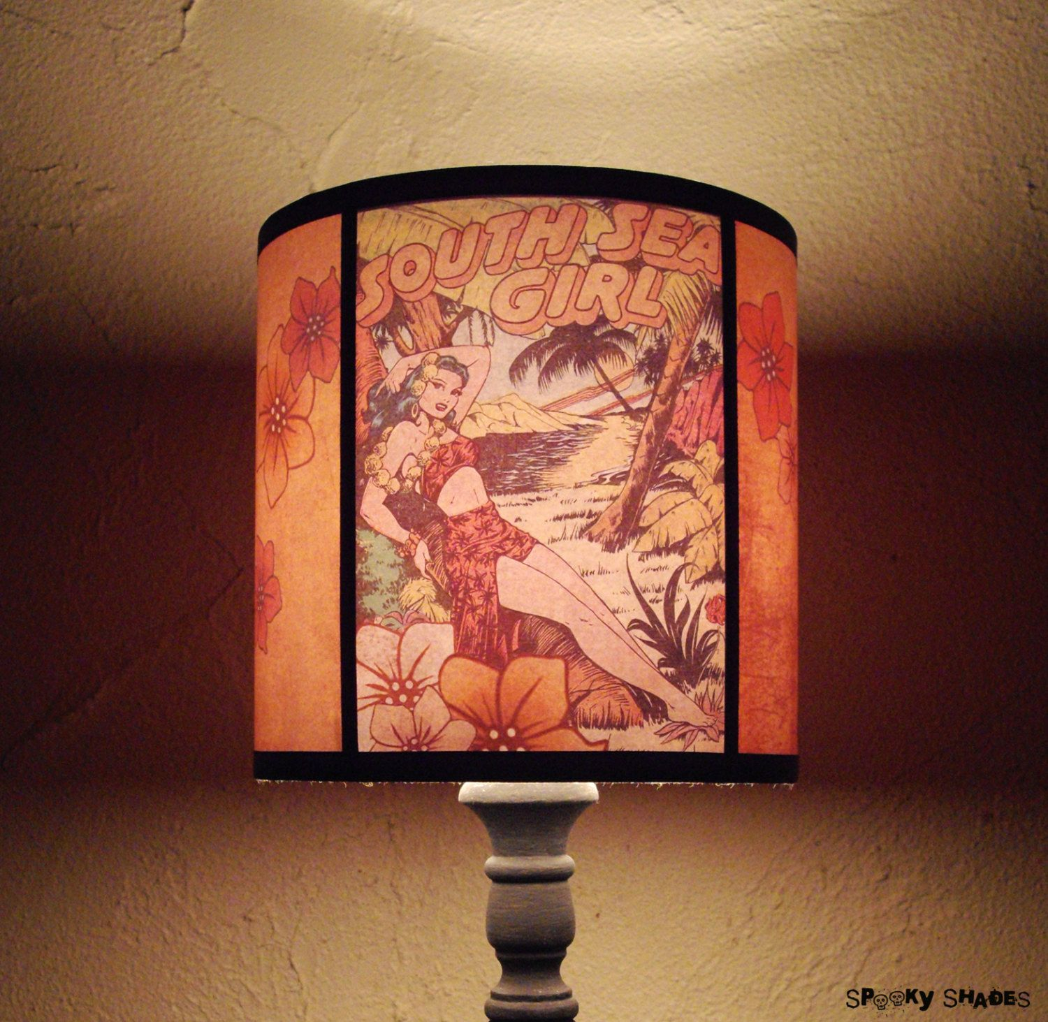 Hawaiian Pinup Tiki Lamp Shade Lampshade Pin Up Lighting Comic inside sizing 1500 X 1463