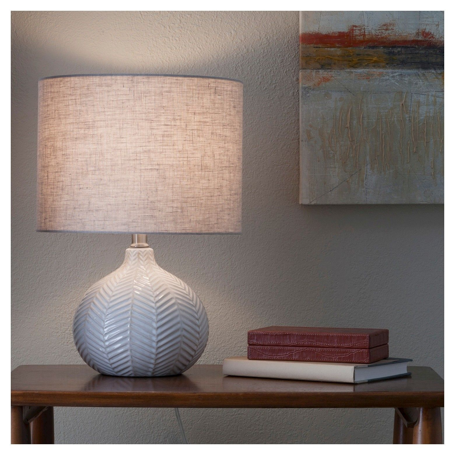 Herringbone Ceramic Table Lamp Cream Includes Cfl Bulb pertaining to sizing 1560 X 1560